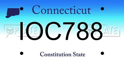 IOC788 Connecticut License Plate