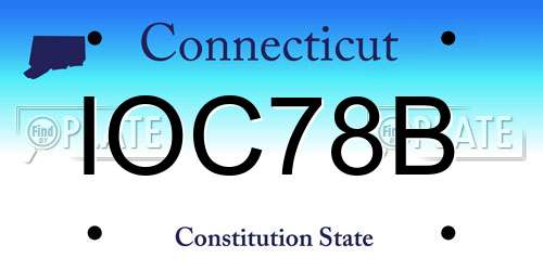 IOC78B Connecticut License Plate