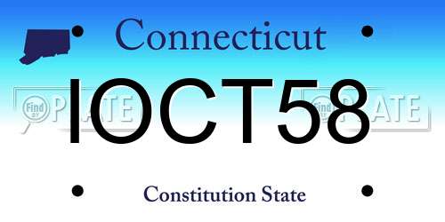 IOCT58 Connecticut License Plate