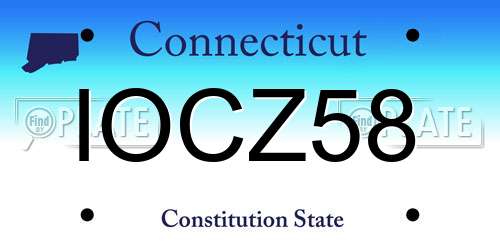 IOCZ58 Connecticut License Plate