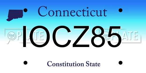 IOCZ85 Connecticut License Plate