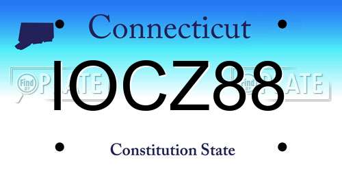 IOCZ88 Connecticut License Plate
