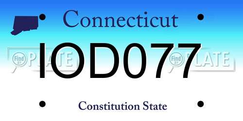 IOD077 Connecticut License Plate