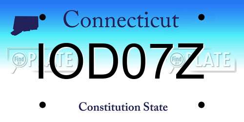 IOD07Z Connecticut License Plate