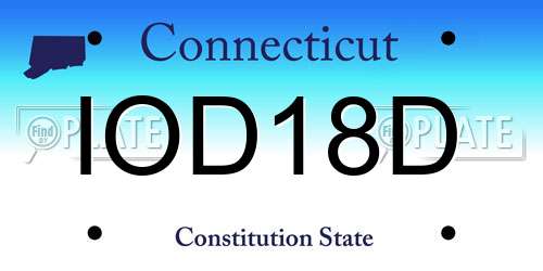 IOD18D Connecticut License Plate