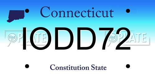 IODD72 Connecticut License Plate