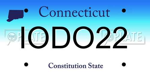 IODO22 Connecticut License Plate