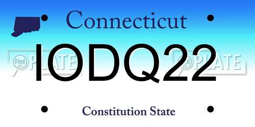 IODQ22 Connecticut License Plate