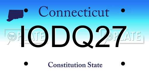 IODQ27 Connecticut License Plate