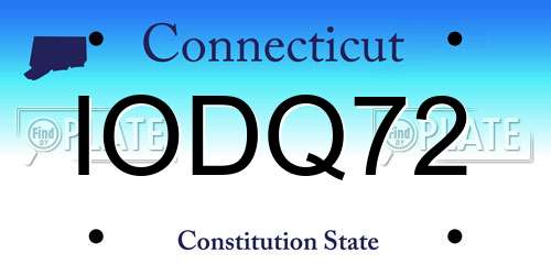 IODQ72 Connecticut License Plate