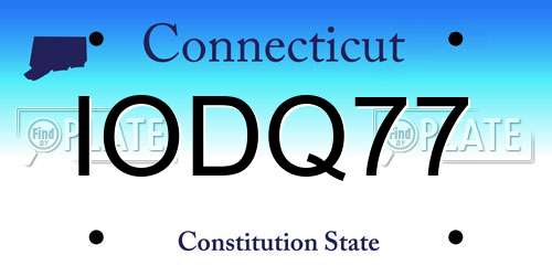 IODQ77 Connecticut License Plate