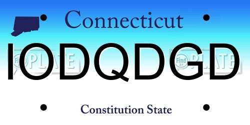 IODQDGD Connecticut License Plate