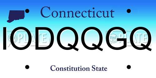 IODQQGQ Connecticut License Plate