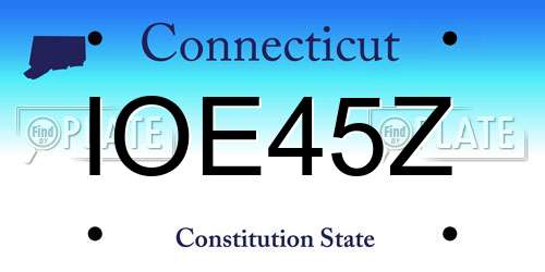 IOE45Z Connecticut License Plate