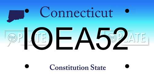 IOEA52 Connecticut License Plate