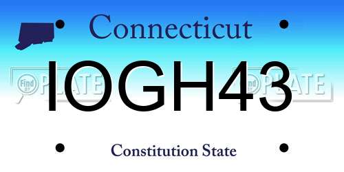 IOGH43 Connecticut License Plate