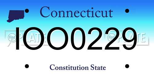 IOO0229 Connecticut License Plate