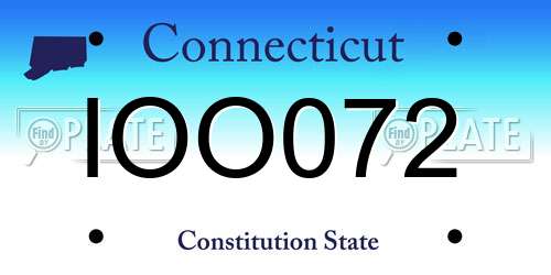 IOO072 Connecticut License Plate