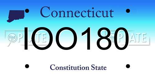 IOO180 Connecticut License Plate