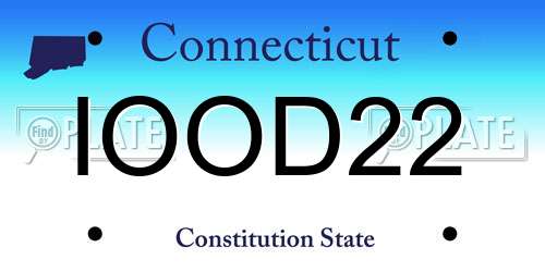 IOOD22 Connecticut License Plate