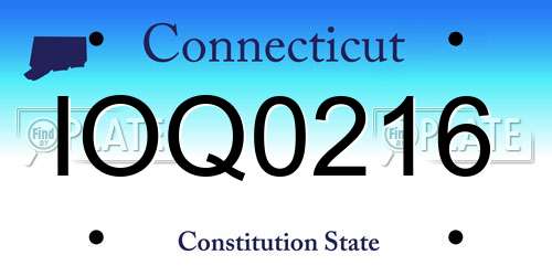 IOQ0216 Connecticut License Plate