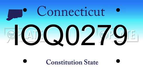 IOQ0279 Connecticut License Plate