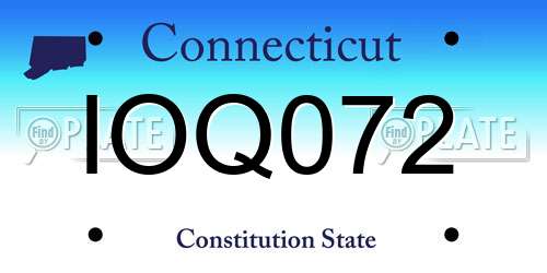 IOQ072 Connecticut License Plate