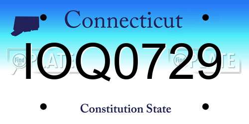 IOQ0729 Connecticut License Plate
