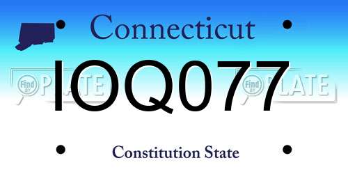 IOQ077 Connecticut License Plate