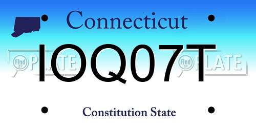 IOQ07T Connecticut License Plate