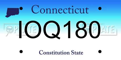 IOQ180 Connecticut License Plate