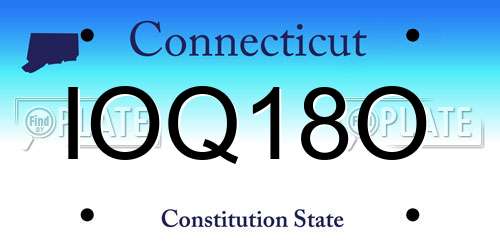 IOQ18O Connecticut License Plate