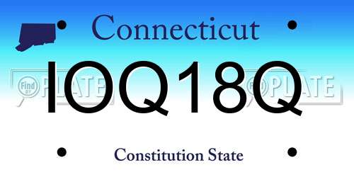 IOQ18Q Connecticut License Plate