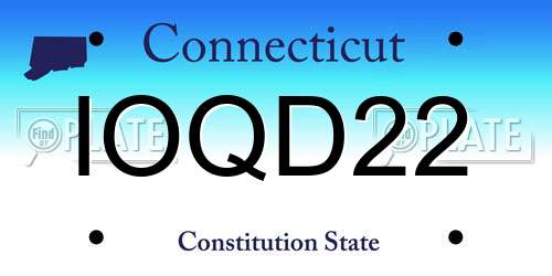 IOQD22 Connecticut License Plate