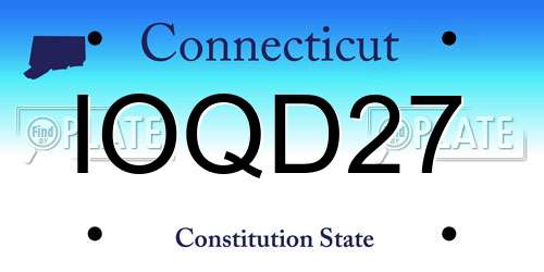 IOQD27 Connecticut License Plate