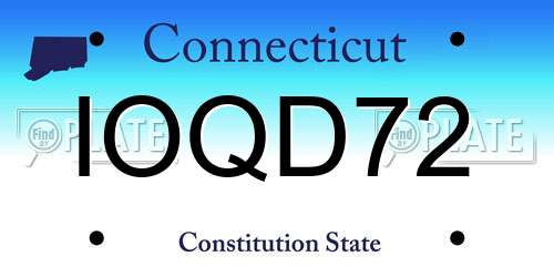 IOQD72 Connecticut License Plate