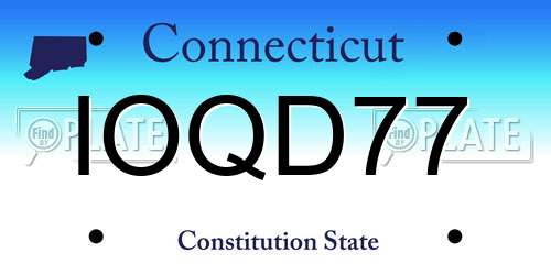 IOQD77 Connecticut License Plate
