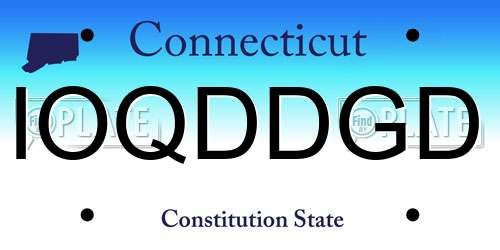 IOQDDGD Connecticut License Plate