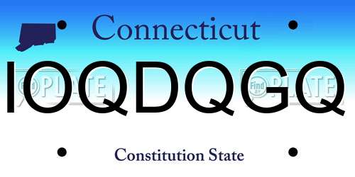 IOQDQGQ Connecticut License Plate
