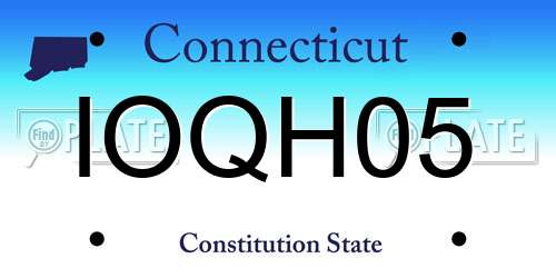 IOQH05 Connecticut License Plate