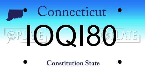 IOQI80 Connecticut License Plate