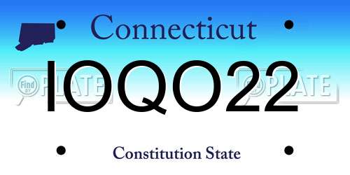 IOQO22 Connecticut License Plate