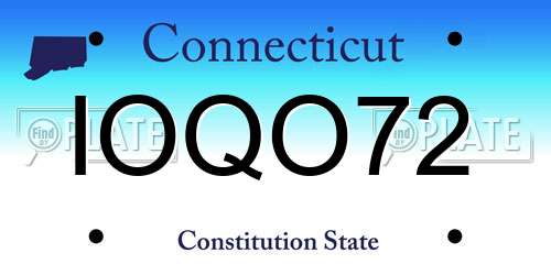 IOQO72 Connecticut License Plate