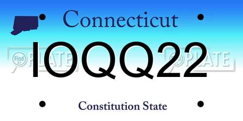 IOQQ22 Connecticut License Plate