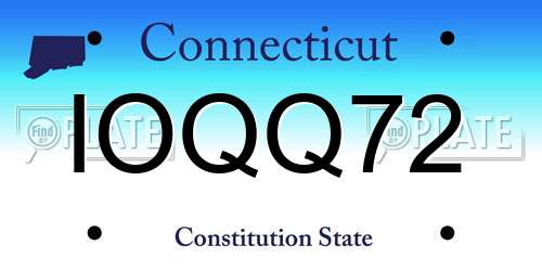 IOQQ72 Connecticut License Plate