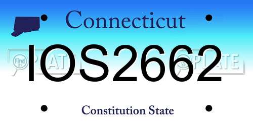 IOS2662 Connecticut License Plate