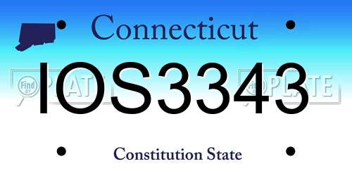 IOS3343 Connecticut License Plate