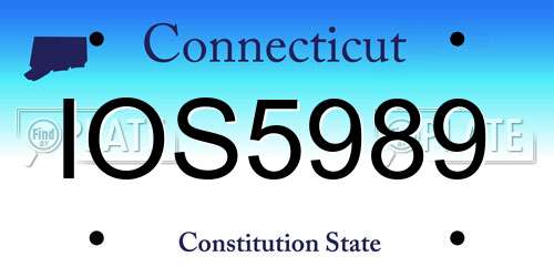 IOS5989 Connecticut License Plate