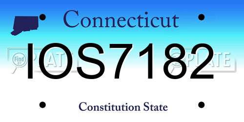 IOS7182 Connecticut License Plate