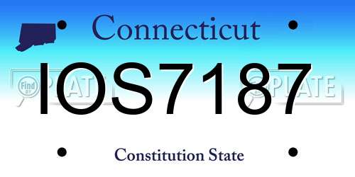 IOS7187 Connecticut License Plate